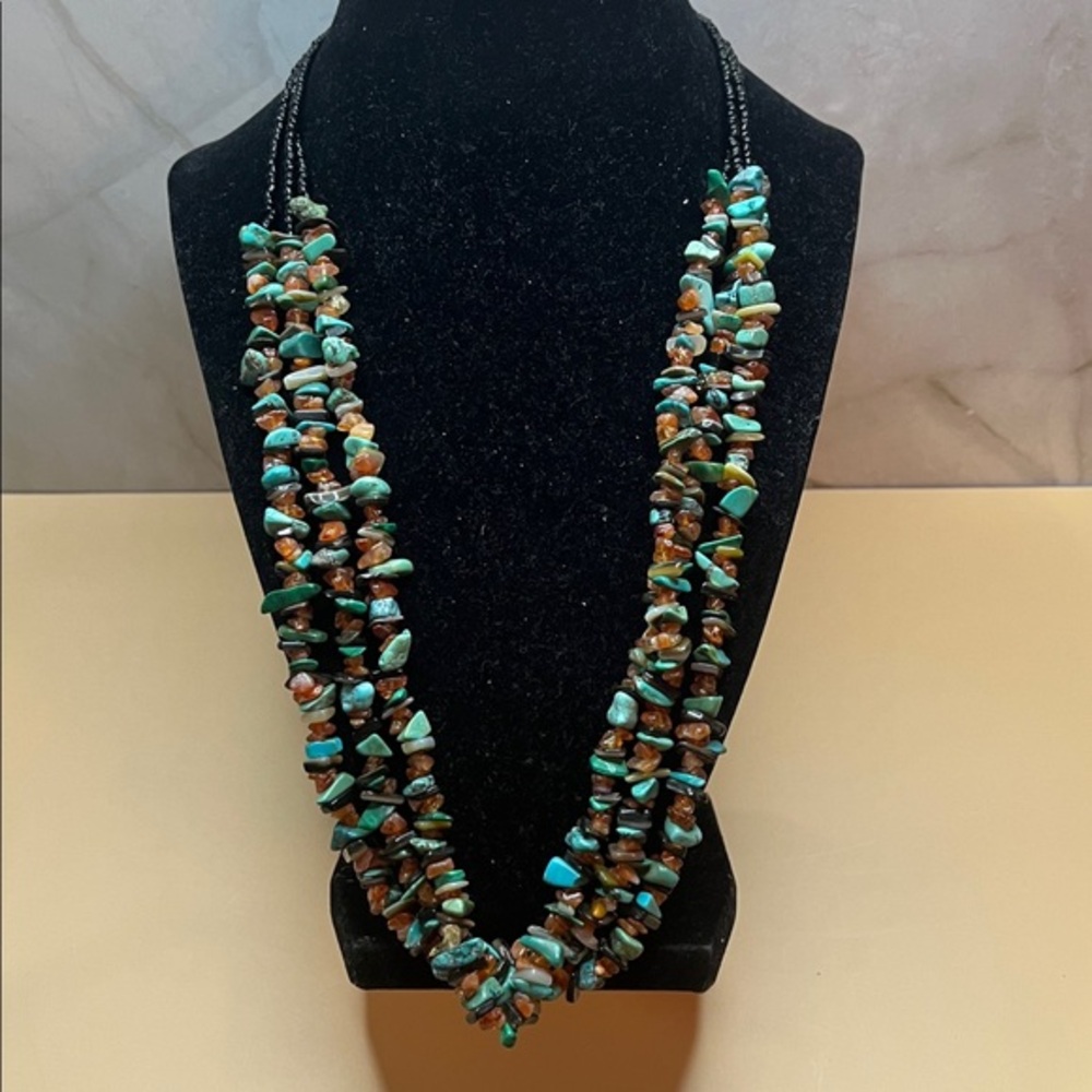 Multi strand Turquoise and natural stone necklace Necklace